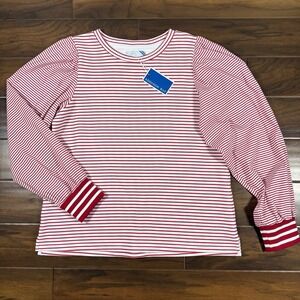 Addison Bay Women's Size XL Red White Soft Luxe Penny‎ Pullover Sweatshirt